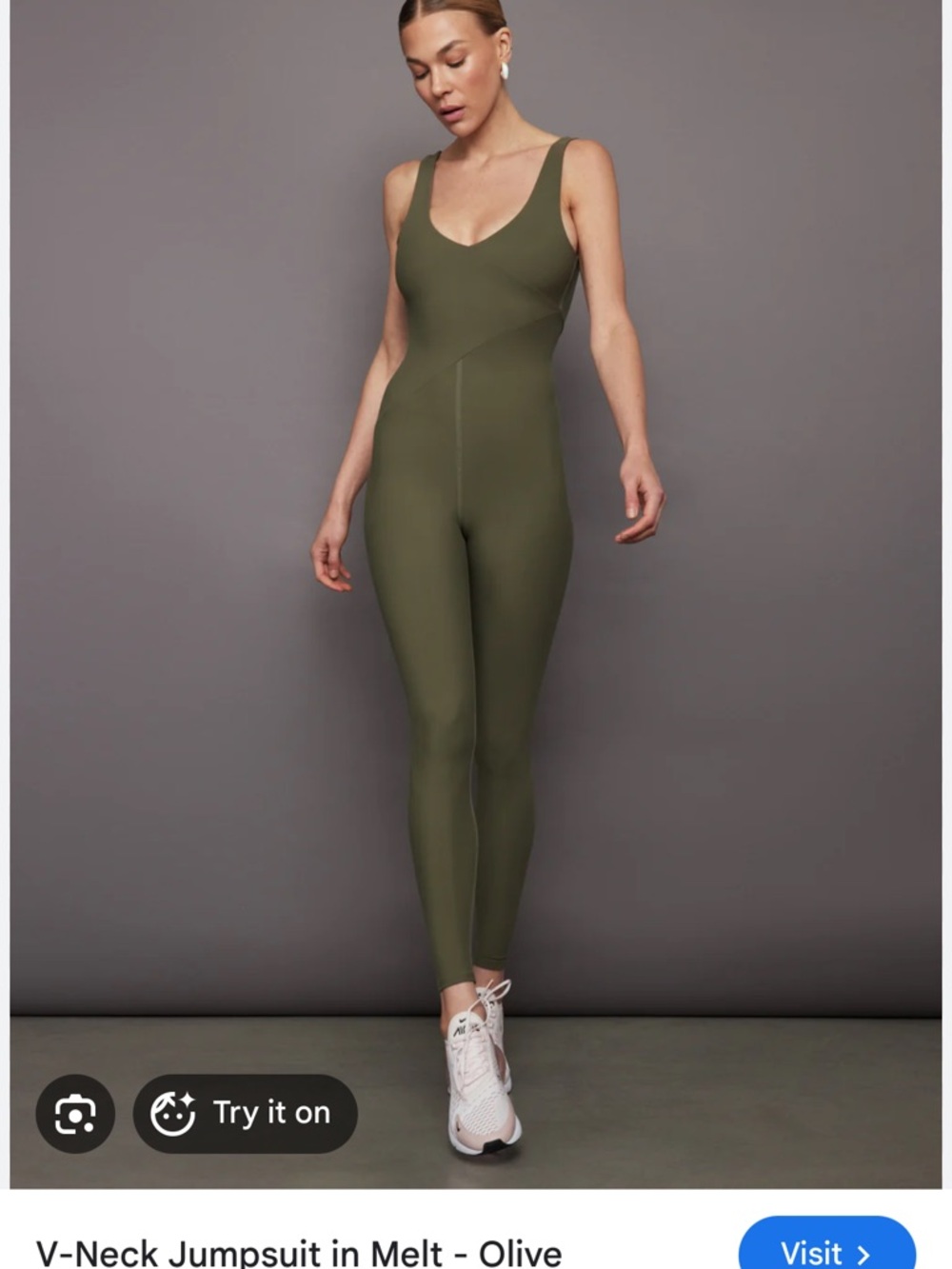 Carbon Olive Scoop-Neck Jumpsuit